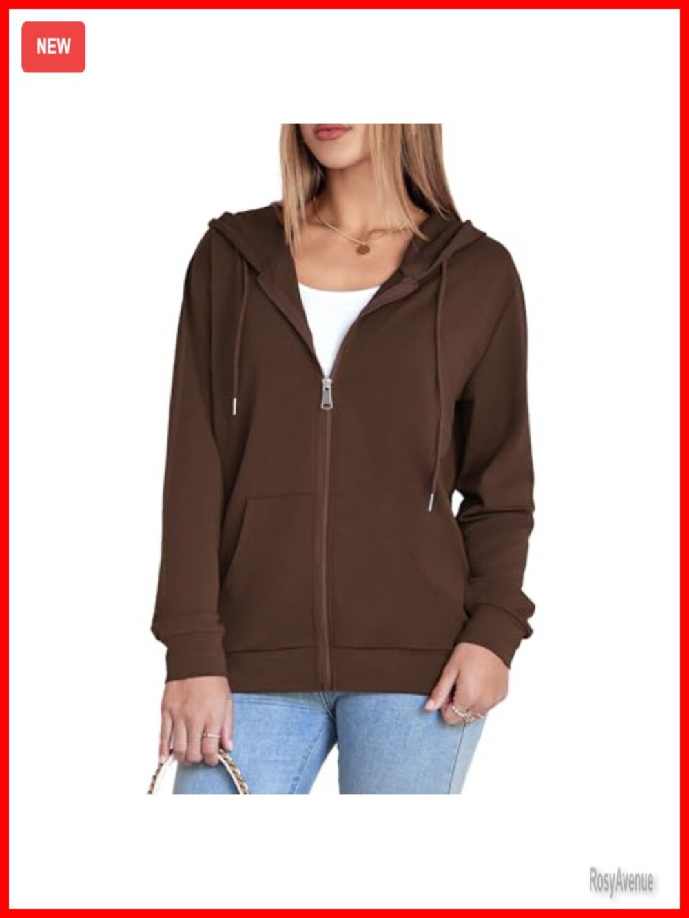 Womens Zip Up Hoodie Lightweight Knit Fleece Oversized Sweatshirt with Pockets